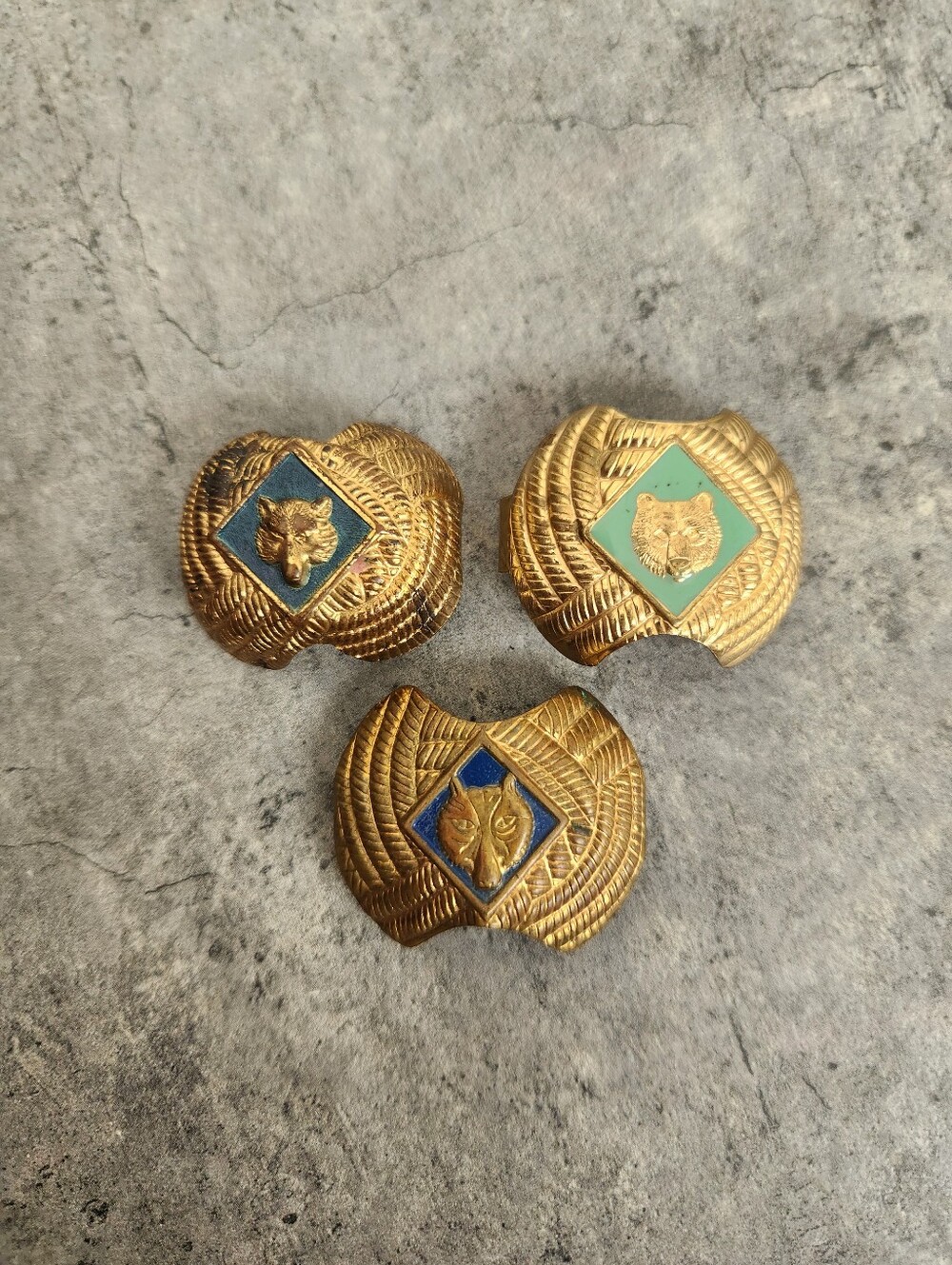 Vintage Boy Scouts of America Cub Scouts Neckerchief Slides (Lot of 3)